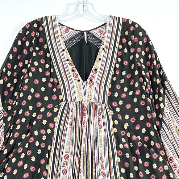 Free People Rain Or Shine Mini Dress Tunic Bohemian Pebble Womens Small - Picture 2 of 9